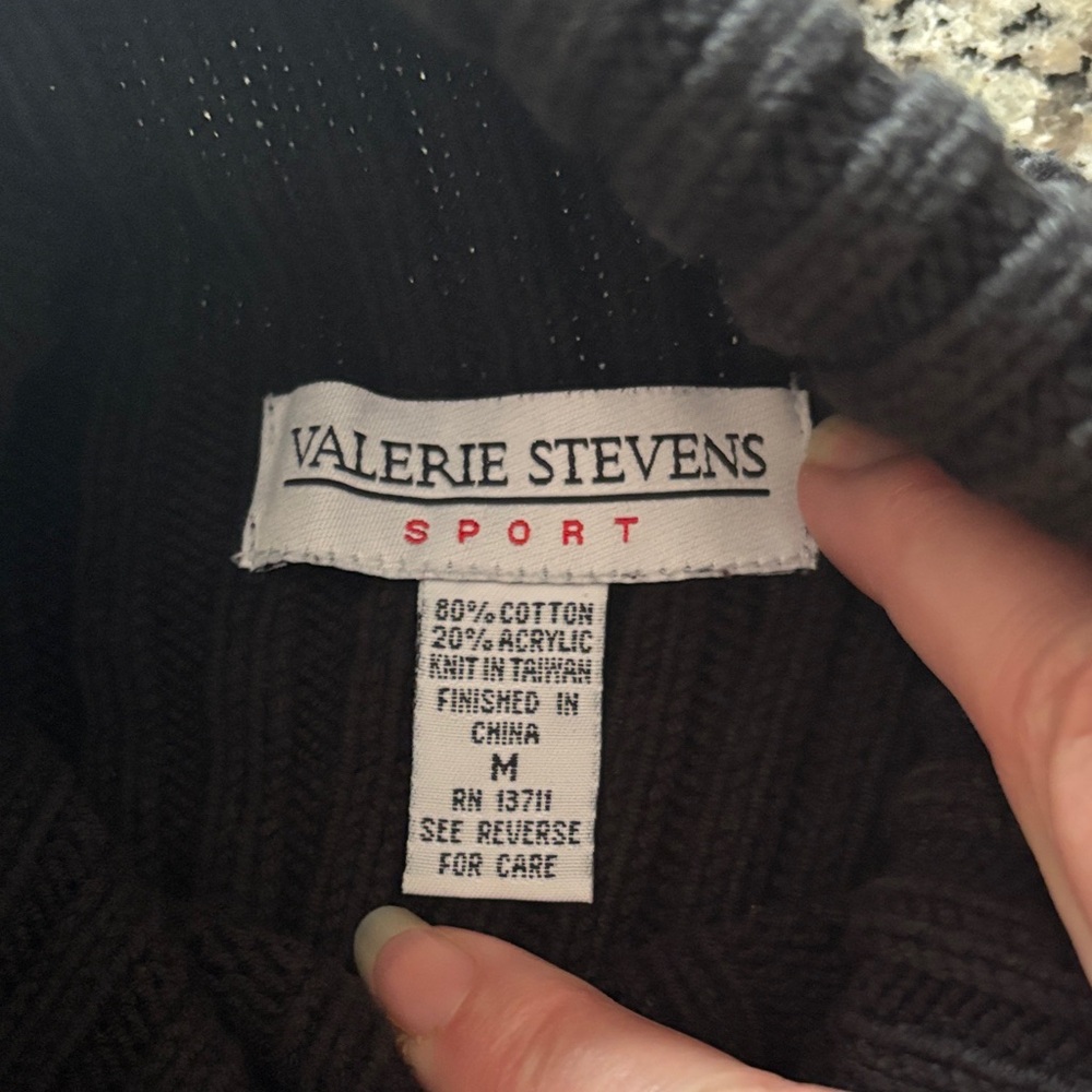 Valerie Stevens Sports Black Ribbed Mock Neck Sweater Vintage - Picture 13 of 16